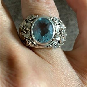 Sterling silver Indonesian blue topaz ring